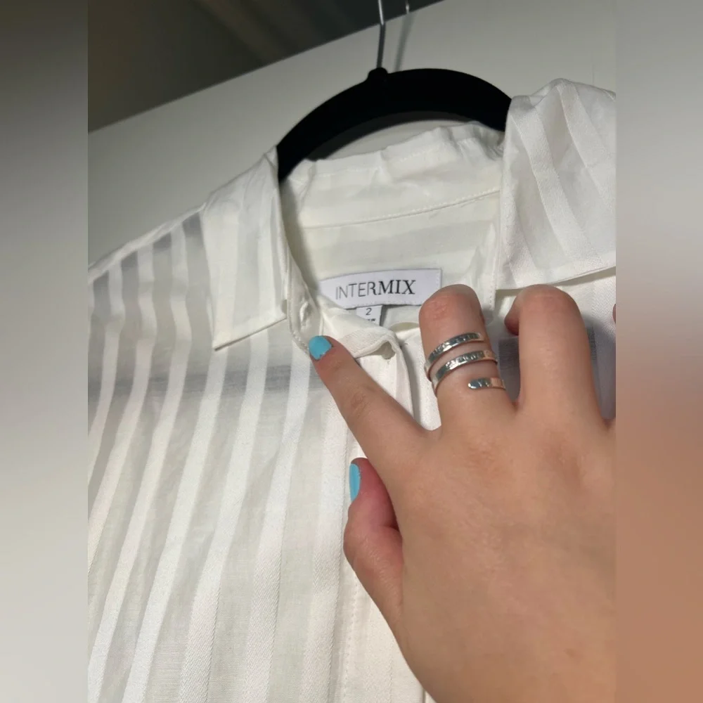 Intermix Gretchen Striped Button-Down Shirt - Picture 6 of 9